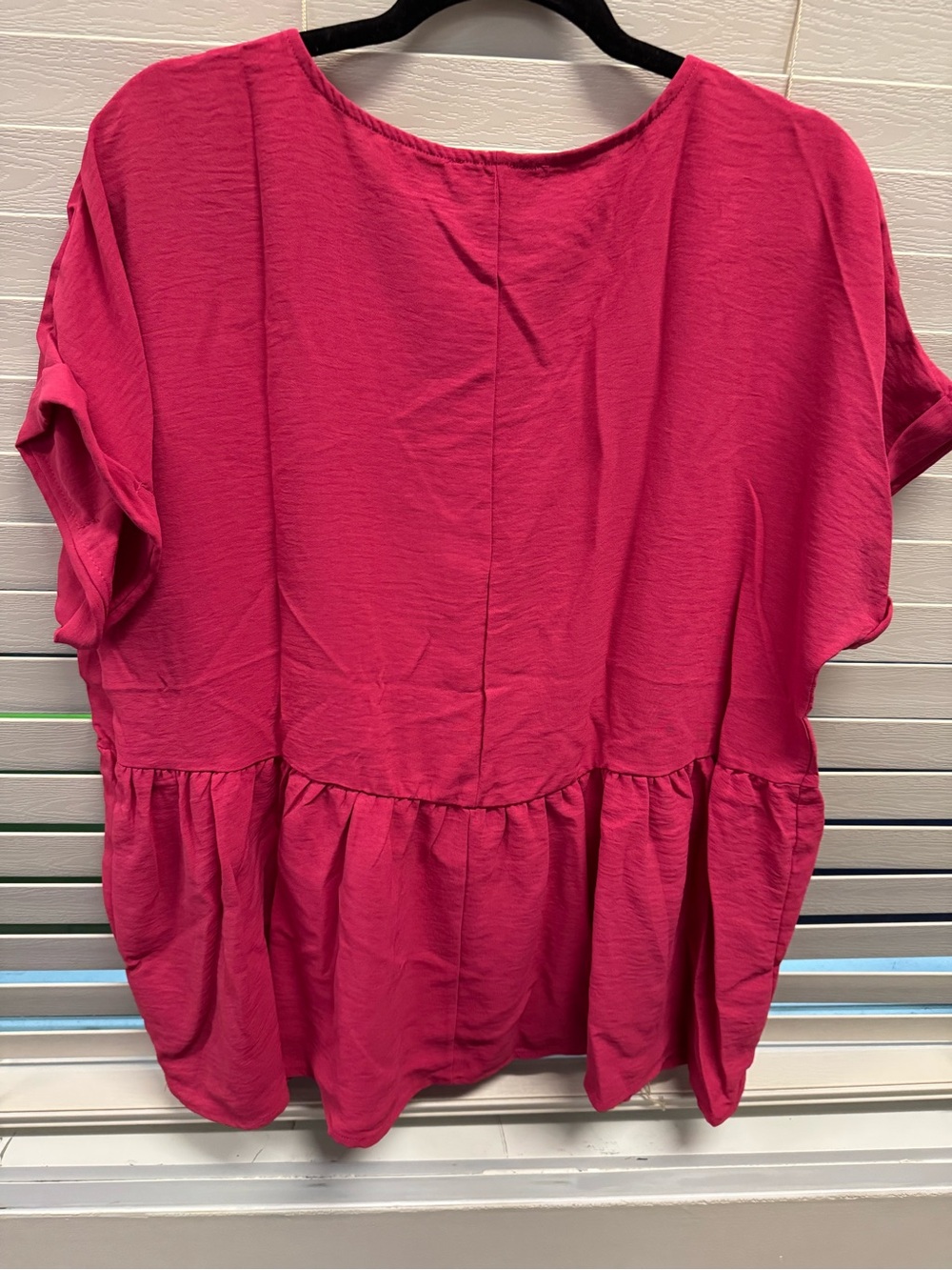 Umgee Hot Pink V-Neck Babydoll Tunic - Picture 3 of 3